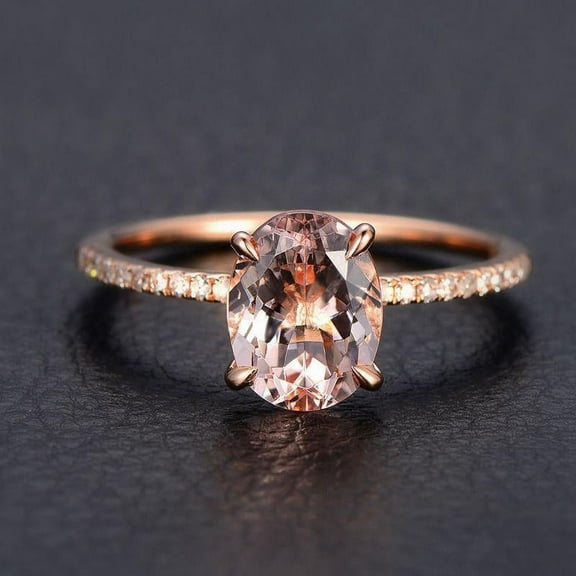 Limited Time Sale 1.75 Carat 8x6mm Oval Cut Morganite and Diamond Moissanite Engagement Ring in 10k Rose Gold for Women