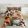 thumbnail image 2 of Manfei Farm Highland Cattle King Size Comforter Sets,Farmhouse Cowhide Bedding Comforter Set,Rustic Flower Floral Bedding Set For Children,Super Cozy Room Decor Reversible,3-Piece, 2 of 8