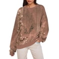 thumbnail image 2 of miqiqism Vintage Tops for Women Fall Exercise Pullover Blouses Juniors Comfy Long Sleeve Round Neck Shirts Casual Winter Ethnic Floral Tunic Sweatshirts,Brown,Small, 2 of 6