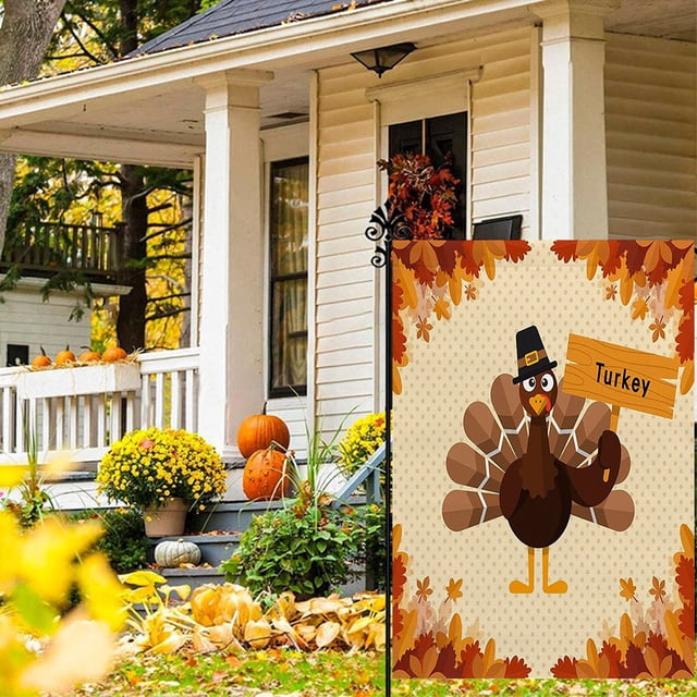 Bandera de Jardín Vertical de Doble Cara con Diseño de Calabaza y Juegos de Otoño para Patio, Acción de Gracias y Decoración Al Aire Libre.