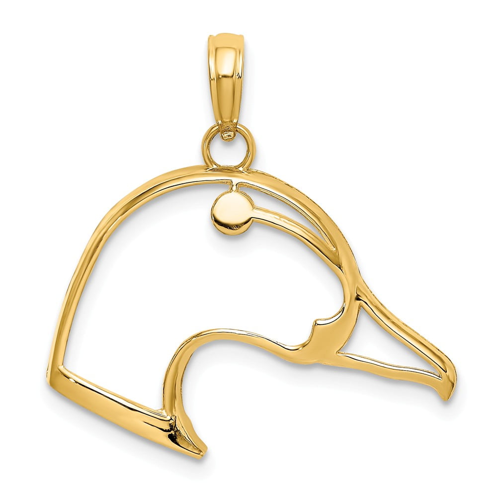 Solid 14k Yellow Gold Cut-Out and Beveled DUCK HEAD Charm Pendant - 22mm x  25mm