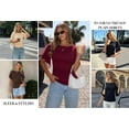 thumbnail image 6 of MOYIKO T Shirts for Women Boat Neck 3/4 Flare Sleeve Ruched Fitted Shirts, 6 of 7