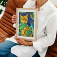 thumbnail image 4 of Cat in flowers - Illustration Cat Pop Art Surrealism Modern Art Floral Oak Framed Wall Art Print 12 x 18 inches, 4 of 15