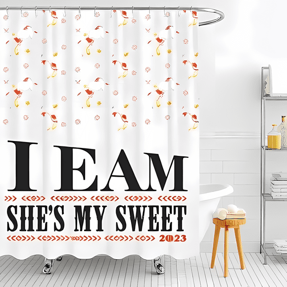 Rideau de Douche Oiseau & Fleur Charmant - "Je Suis Elle Est Ma Douce 2023 Pouces - Design Fantaisiste pour une Salle de Bain Romantique