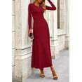 thumbnail image 4 of PRETTYGARDEN Women's Spring 2 Piece Outfits Dressy Casual Ribbed Knit Long Sleeve Crop Tops Maxi Flowy Skirts Matching Sets, 4 of 10