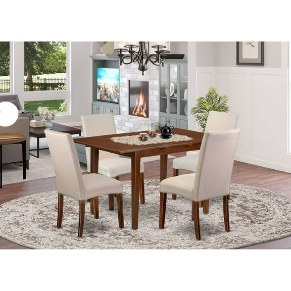 East West Furniture Picasso 5-piece Wood Kitchen Set in Mahogany