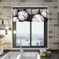 thumbnail image 2 of Black Baseball Curtain Valance for Kitchen Windows/Bathroom/Living Room/Bedroom Blackout, Rod Pocket Valance Small Window Treatment, 54" W x 18" L Home Decor, 2 of 6