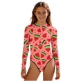 thumbnail image 2 of ATOGUTA Swimsuit for Girls Long Sleeve Rash Guard Bathing Suit Beach Swimwear Swimming Set Size 2T-13, Multicolor, 2 of 7