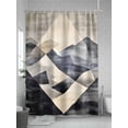 thumbnail image 5 of Color Block Shower Curtain Set ，Waterproof Fabric Shower Curtains Modernism Blue Beige Geometric Shower Curtains for Bathroom,Bathroom Decor 54x"78", 5 of 6