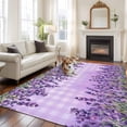thumbnail image 2 of Purple Lavender Area Rugs 8'x10', Washable Small Throw Rugs for Living Room Patio, Spring Watercolor Wildflowers Plant Plaid Indoor Outdoor Rug Non-Slip Low Pile Carpet Runner Reversible Floor Mats, 2 of 8
