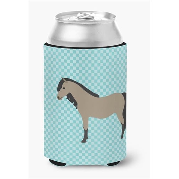 Carolines Treasures BB8084CC Welsh Pony Horse Blue Check Can or Bottle Hugger