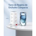 thumbnail image 5 of SMALLRT Torre Regleta Multicontacto con Protector de Sobretensión, 2.98M Extension Electrica Enchufe Plano con 12 Enchufes CA y 4 USB (1 USB C), Conector Multiple para Casa Oficina Dorm Accesorios, 5 of 5