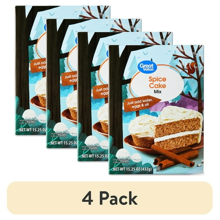 (4 pack) Great Value Spice Cake Mix, 15.25 oz