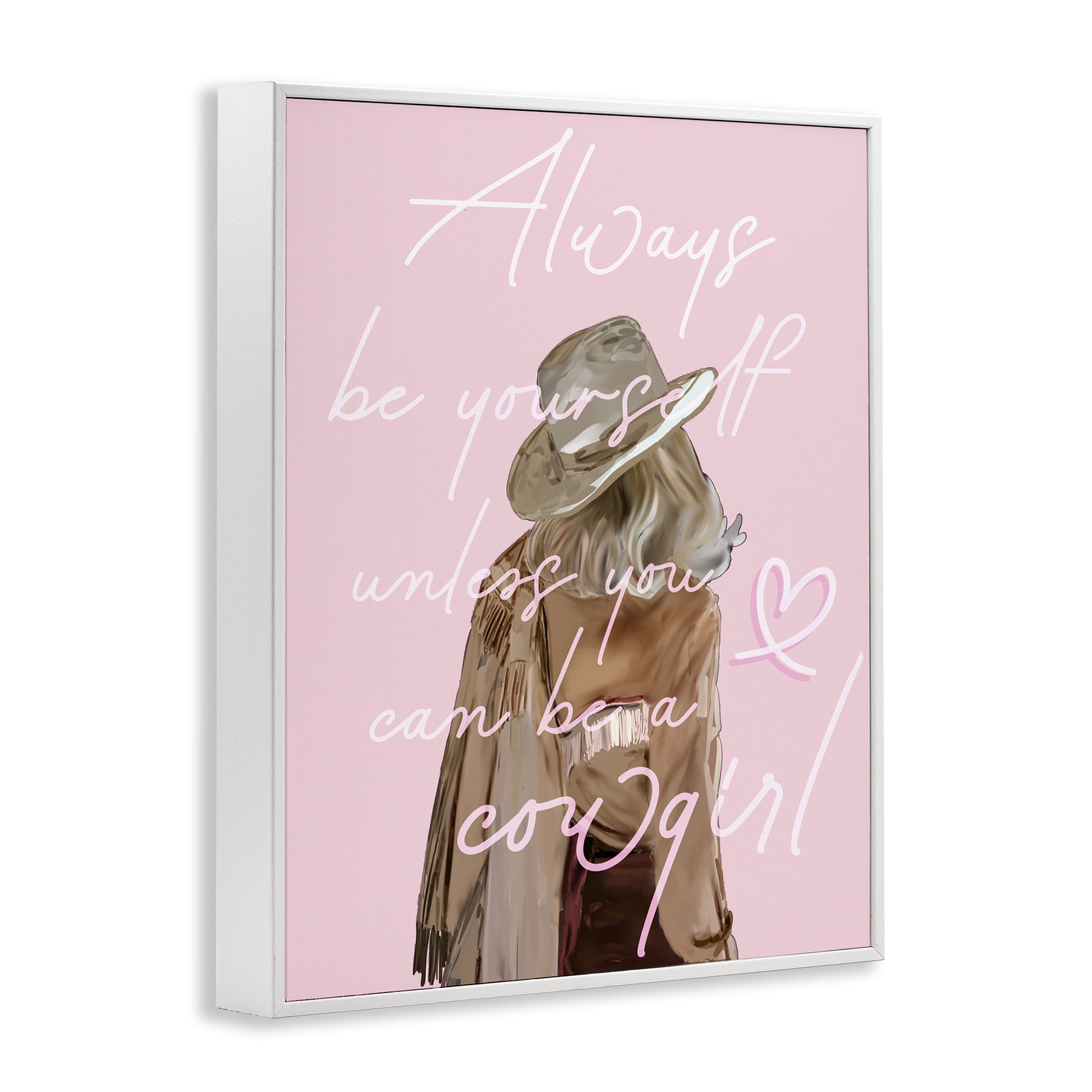 Stupell Industries Be Yourself Cowgirl Novelty Painting White Framed Art Print Wall Art, 16 x 20