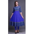 thumbnail image 2 of Bimba Robe Anarkali Bleu4 à Motif Géométrique Chevron Imprimé Longue Robe Maxi Kurtis Indiens pour Femmes Kurti Ethnique Moyen, 2 of 5