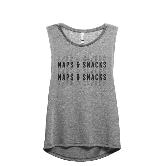 Naps And Snacks Women's Fashion Sleeveless Muscle Workout Yoga Tank Top Heather Grey Grey 2X-Large
