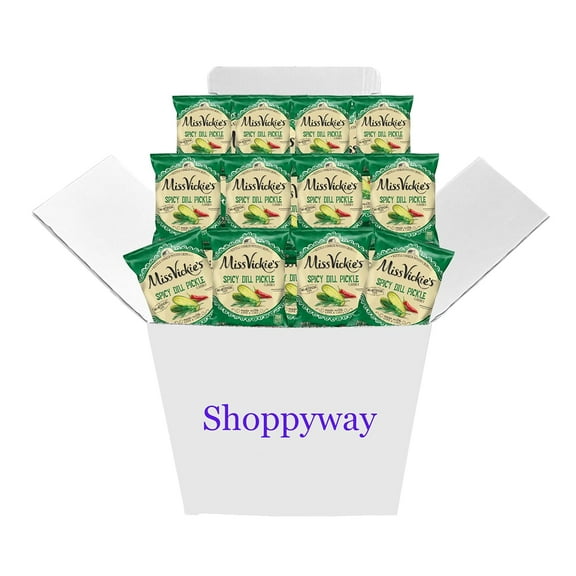 Miss Vickie's Spicy Dill Pickle Potato Chips, 1.375 oz Bags, (Pack of 12) Bundled by Shoppyway
