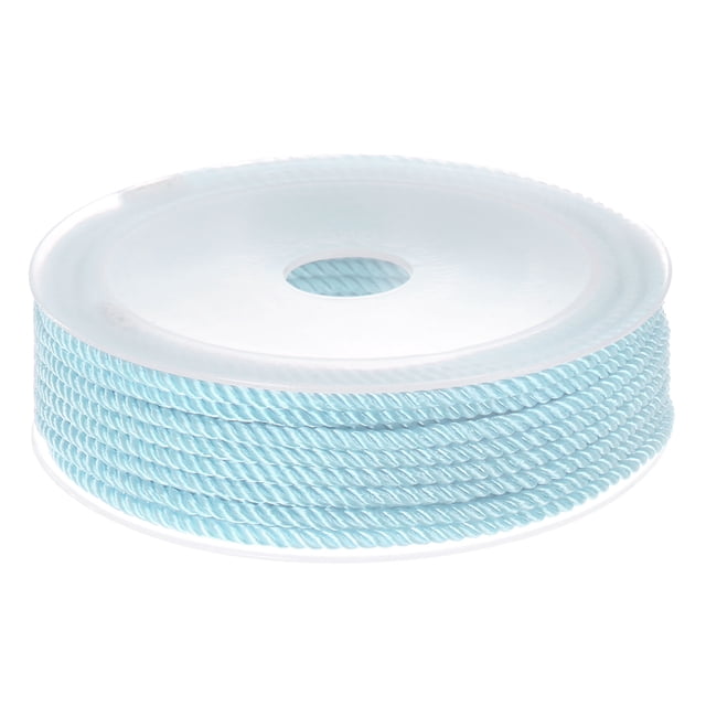 Unique Bargains Twisted Nylon Twine Thread Beading Cord 3mm 7M/23 Feet Extra Strong Braided Nylon String, Light Blue