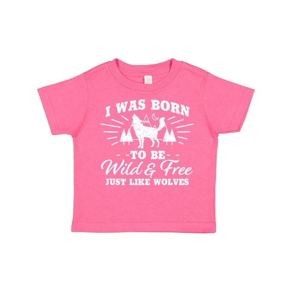 Inktastic I Was Born to Be Wild and Free with Wolf and Mountains Boys or Girls Toddler T-Shirt