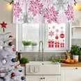 thumbnail image 5 of Pink Grey Christmas Snowflakes Curtain Valances for Windows, Kitchen Valance Window Treatments Panel 2 Pack, Winter Xmas Textured Rod Pocket Short Curtains for Bathroom Bedroom 42 x 12 Inch, 5 of 8