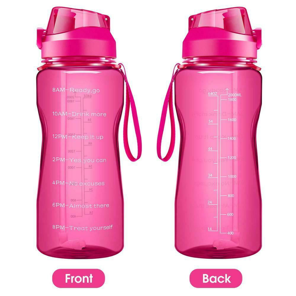 Motivational Water Bottle BPA Free 2.2L/64oz  Jug with Straw and Time Tracker 