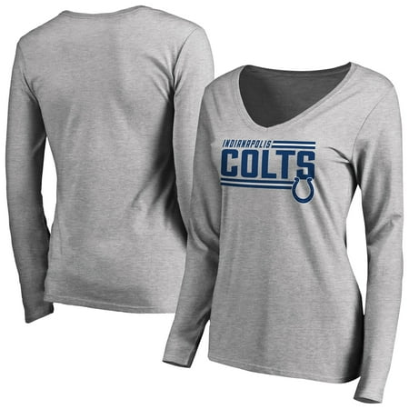 Women's Ash Indianapolis Colts Iconic Collection On Side Stripe Long Sleeve V-Neck T-Shirt