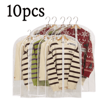 All Clear Garment Bags with Zipper 10-Pack, 40" Dustproof Plastic Clothes Covers for Hanging Storage - Protect Suits, Coats, Jackets from Dust, Moisture & Moths