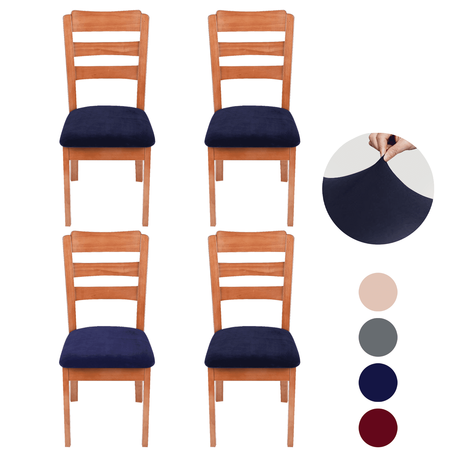 Navy dark blue thick dining chair covers jacquard slip washable 1-8 Pieces 