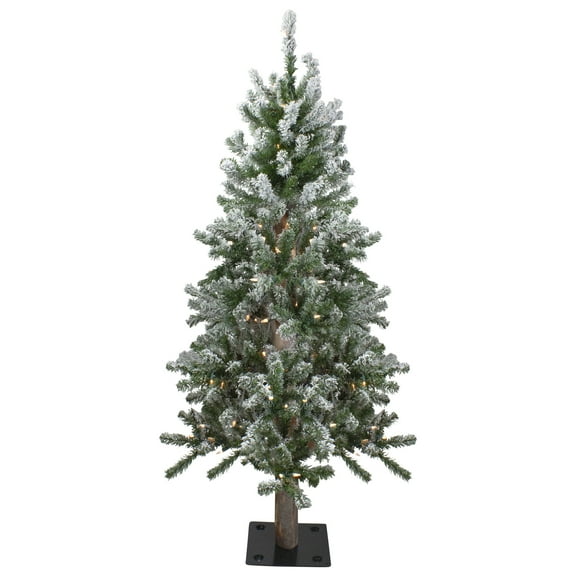 Northlight 4ft Pre-Lit Flocked Alpine Artificial Christmas Tree Clear Lights