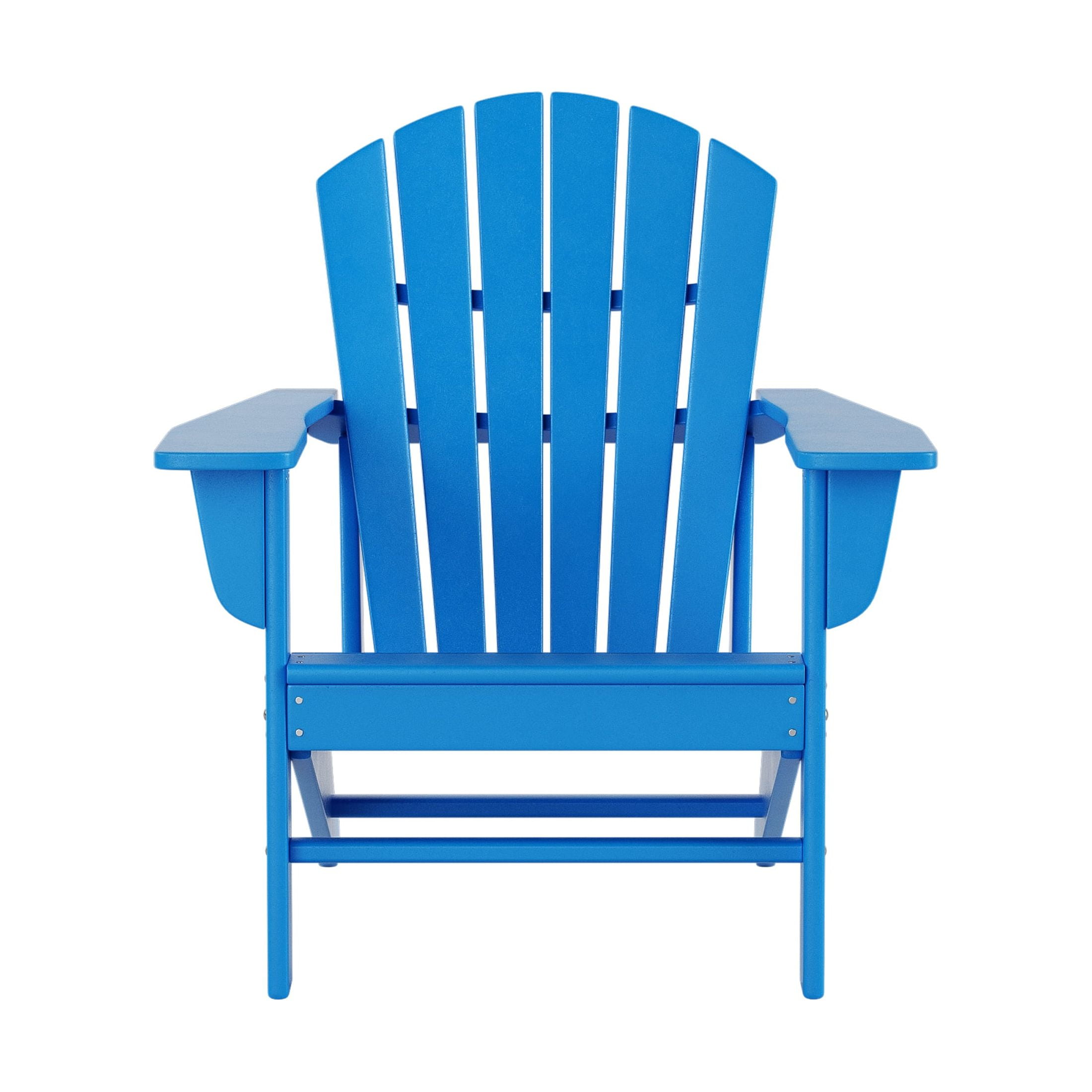 Westin Outdoor 4-Piece Adirondack Patio Chairs with Ottoman Footrest Set, Pacific Blue
