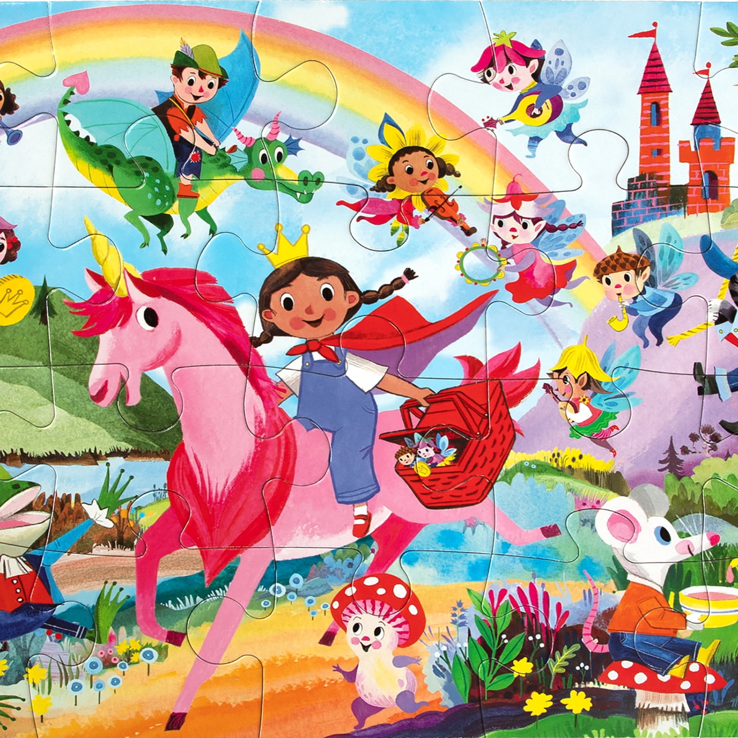 eeBoo: Fairies & Tales - 20 Piece Puzzle, 11 x 15" Jigsaw, Oversized Colorful High-Quality Pieces, Fantasy Preschool Puzzle, Children, Kids Ages 3+