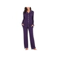 thumbnail image 2 of Luxsea 2 Piece Women's V-neck Long Sleeve Trousers With Pocket Button-up Sleepwear Pajamas Suit, 2 of 6