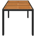 thumbnail image 2 of vidaXL Garden Table with Wooden Top Black 150x90x75 cm Poly Rattan, 2 of 4