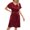 Red, variant on Women's Satin Nightgown Short Sleeve Silk Sleepwear V Neck Sleep Dress Loose Pullover Nightshirts