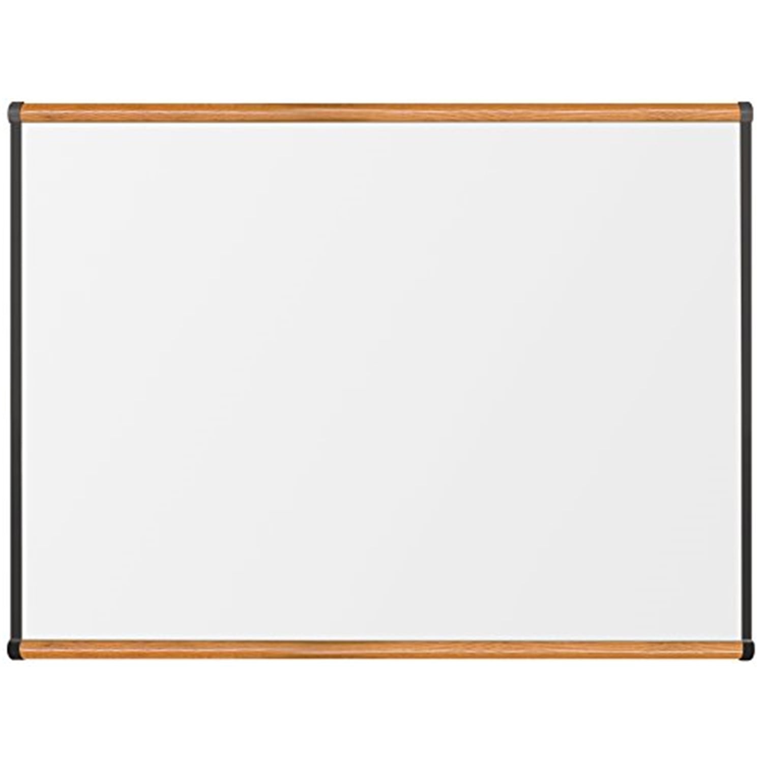 4x4 Wall Mount Non-Magnetic Dry Erase White Board Oak Frame & Marker Tray 