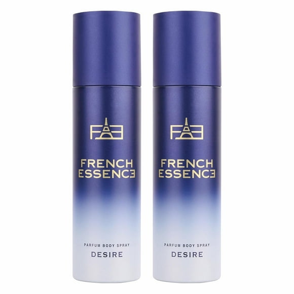 French Essence Desire Parfum Body Spray For Men Pack Of 2 X 120ml - 4.05 Fl.oz. Each | Long Lasting No Gas Deo For Boys | Perfect For Daily Use - With Floral, Spicy & Woody Notes