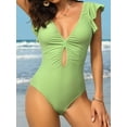 thumbnail image 4 of Charmo Ruffled V Neck One Piece Swimwear for Womens Tummy Control High Cut Bath Suit, 4 of 5