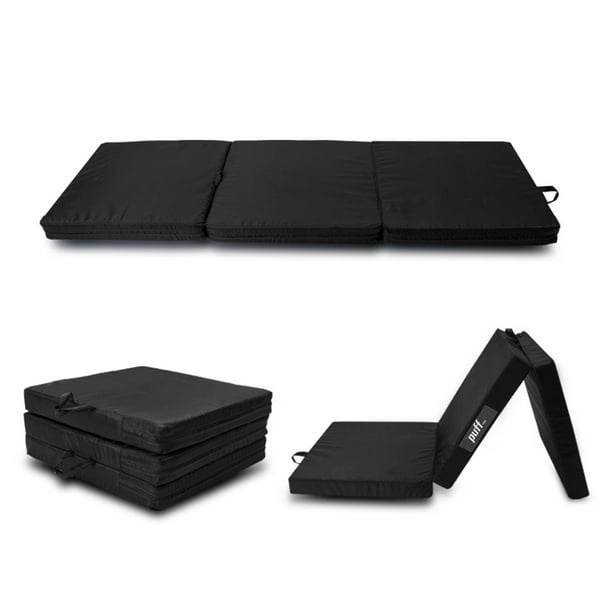 Colchoneta Plegable Multiusos Impermeable Color Negro, Tamaño 180 cm de largo por 60 cm de ancho por 8 cm de grosor Puff MX Nylon Negro