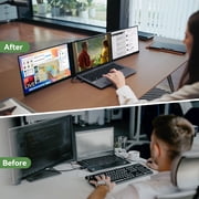 Blackview Triple Laptop Screen Extender Monitor 15.6, 1080P FHD IPS Portable Monitor for 14-17.3 Laptop Extension Travel, Type-C/USB-A/HDMI Plug & Play for Windows/Mac/Mobile