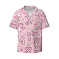 thumbnail image 5 of PAYOHTO Pink Cute Monkey Mens Hawaiian Casual Short-sleeved Shirt Tropical Summer Beach Button Down Shirts, 5 of 7