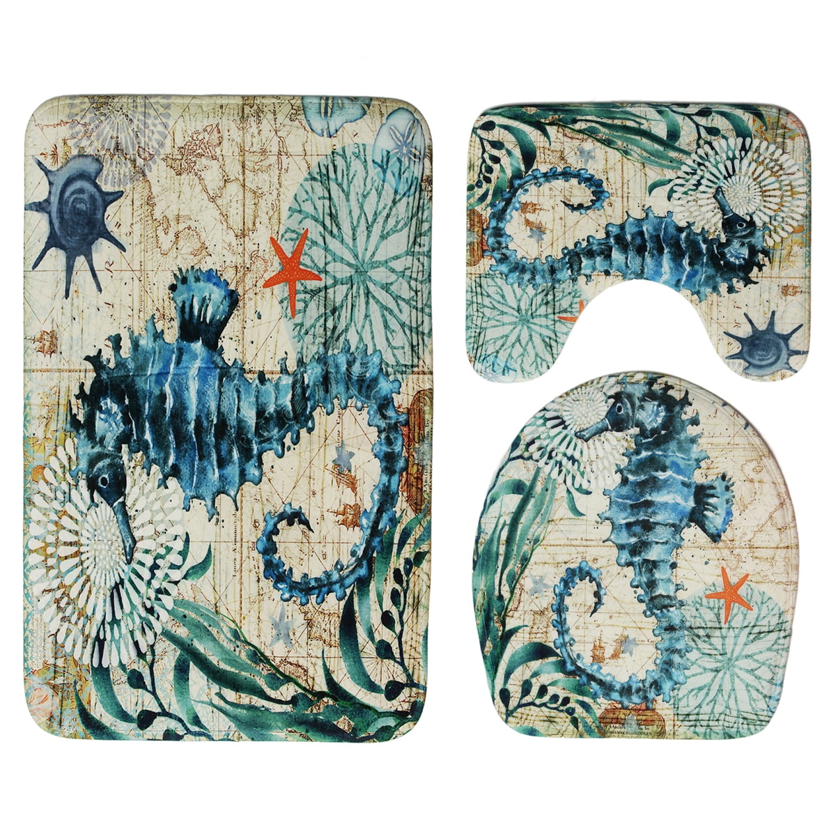 3pcs Bath Mat Set Non Slip Shark Sea World Pedestal Floor Rug Lid Toilet Cover Doormat Carpet Bathroom Home Decor Walmart Canada