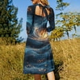 thumbnail image 5 of Blue And Teal Nebula with Golden Particles Dress Summer Dresses Woman Street Style Big Size Casual Dress, 5 of 9