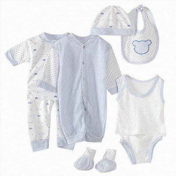 XZNPDUCQ Baby Clothes Outfit Set 8PCS Baby Girl Boy Tops Hat Pants Bib Sock Shose Romper Outfits Set to 0-3 Months Gifts Set Bodysuits Set