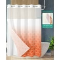 thumbnail image 2 of No Hook Shower Curtain with Snap in Liner, Orange White Ombre Geometric Trellis Morrocan Hotel Shower Curtains for Bathroom, Washable Shower Curtain Liner Set with Mesh Top Window, 72"x84", 2 of 6