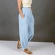 thumbnail image 2 of Pantalones de Cintura Elástica para Mujeres de Cintura Alta Color Sólido con Bolsillos, Pantalones de Longitud Completa Casual para Todas las Estaciones, 2 of 6