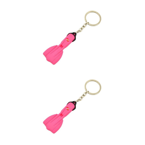 Greeniant Llavero diseño de aletas de buceo personalizado mar tema barco Kayak colgantes colgantes regalo llavero adorno bolso monedero rosa Rosado 2Conjunto