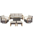 thumbnail image 2 of Unnifurnzi 6 Pieces Patio Furniture with Fire Pit-All Weather Wicker Outdoor Swivel Glider Chair with Outdoor Couch Patio Furniture Set for Garden Backyard Balcony Poolside-Brown/Beige, 2 of 7