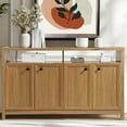 thumbnail image 2 of Buffet Cabinet Sideboard Pantry Kitchen Cabinet with Extra Thick MDF Panel Frame, Credenza Storage Cabinet for Kitchen Dining Room Living Room, Natural Walnut (4 Doors), 2 of 9