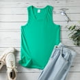thumbnail image 7 of Women Summer Tops Women Sleeveless Summer Casual Tops O Neck Solid Color Casual Shirts Loose Fit Blouse Women's Shirts Sleeveless Tunic Loose Fit Tank Top Dresses for Clothes Woman Denim Mint Green XL, 7 of 7