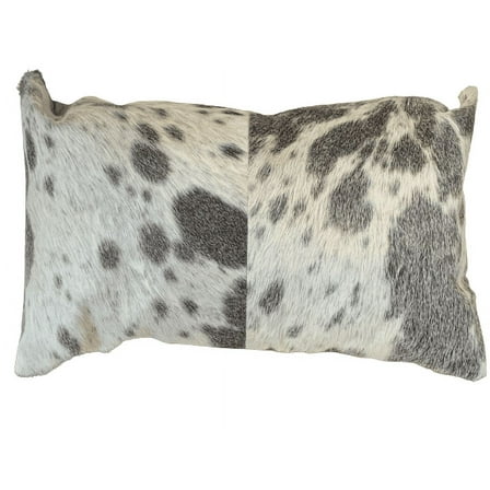 Set of 2 Gray And White Natural Cowhide Pillows
